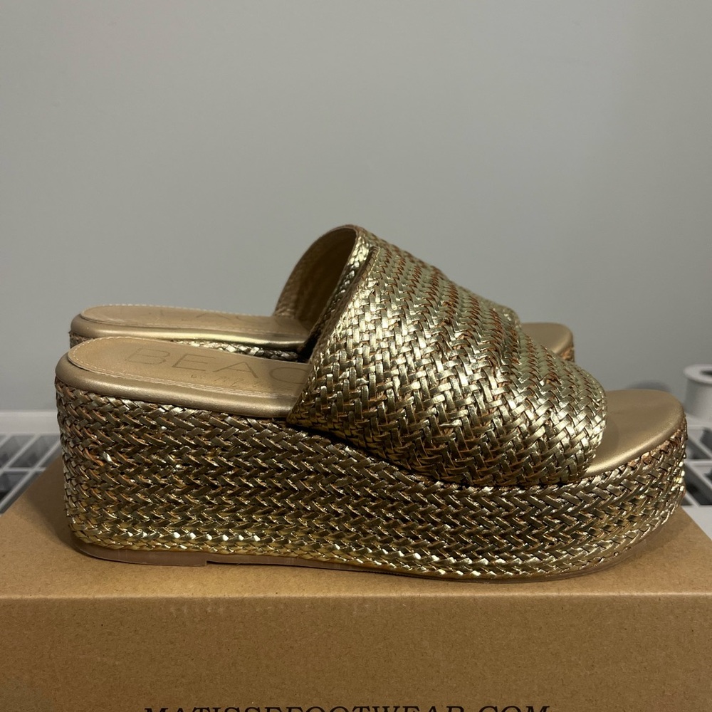 Gold Woven Platform Sandals
